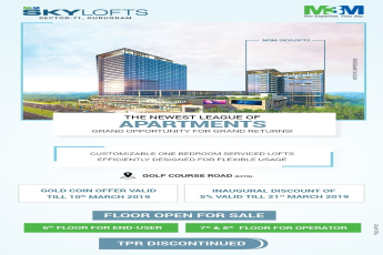 Presenting Inaugural Discount Of 5% @ M3M Sky Lofts,  Sector 71, Gurgaon